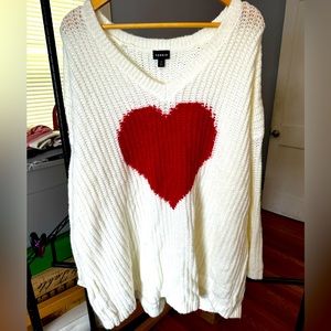 Oversized Heart Sweater | ivory & red | torrid | 4x